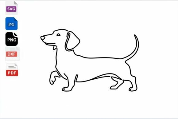 Dachshund Line Art Dog SVG PNG DXF PDF