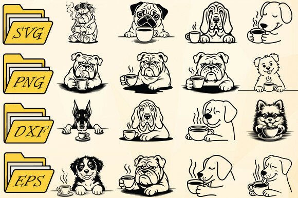 Dog Svg Bundle, Coffee Dog Svg