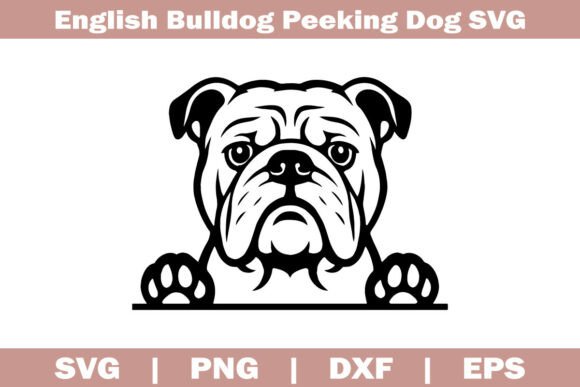English Bulldog Peeking Dog SVG