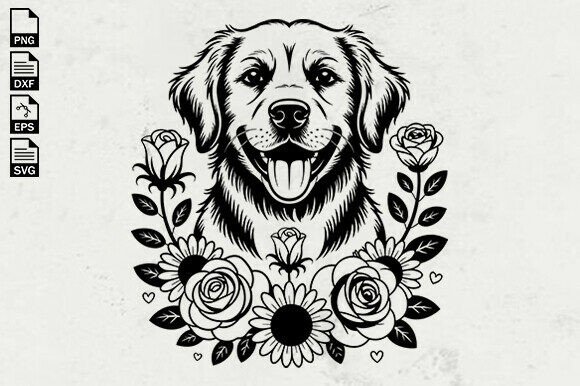 Flower Dog SVG, Floral Dog Breeds SVG