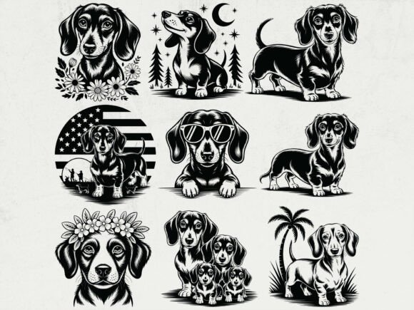 Longhaired Dachshund Dog SVG