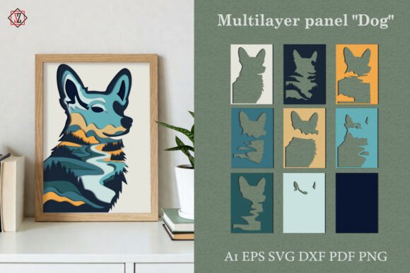 Multi-layered Portrait of a Dog SVG