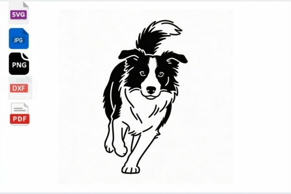 Running Border Collie Dog SVG Cut File