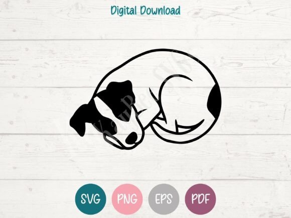 Sleeping Jack Russell Dog SVG PNG EPS