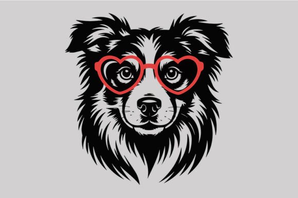 Valentine Dog SVG -Heart Glasses Svg