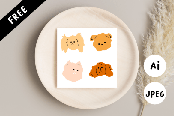 Vector Illustration of 4 Playful Dog